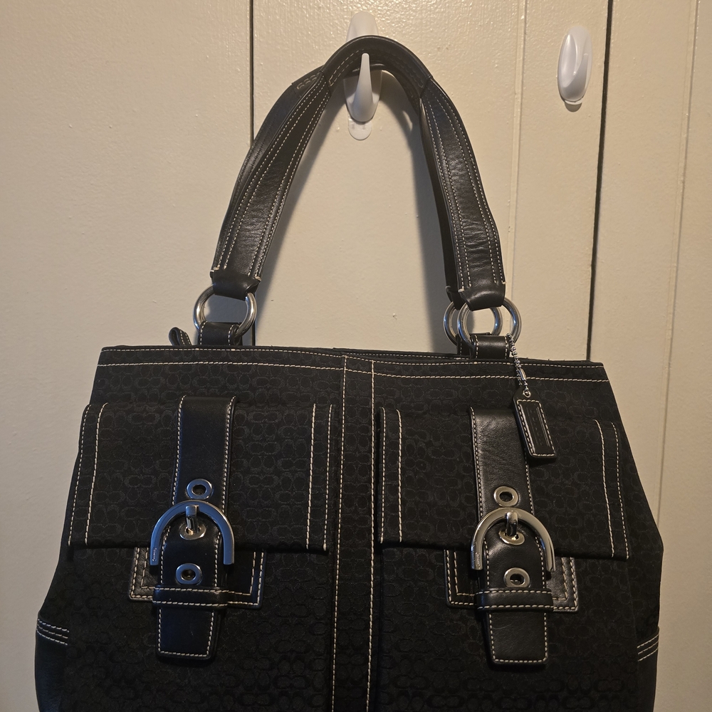 Coach Black Shoulder Bag with Silver Accents